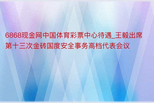 6868现金网中国体育彩票中心待遇_王毅出席第十三次金砖国度安全事务高档代表会议