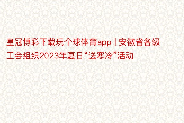 皇冠博彩下载玩个球体育app | 安徽省各级工会组织2023年夏日“送寒冷”活动