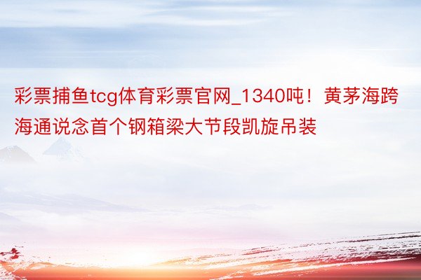 彩票捕鱼tcg体育彩票官网_1340吨！黄茅海跨海通说念首个钢箱梁大节段凯旋吊装