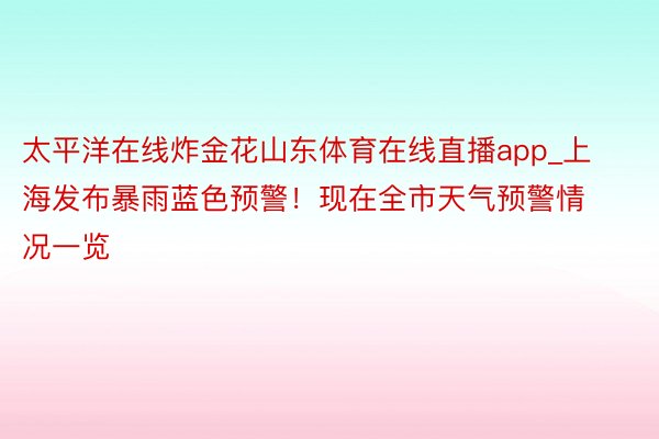 太平洋在线炸金花山东体育在线直播app_上海发布暴雨蓝色预警！现在全市天气预警情况一览