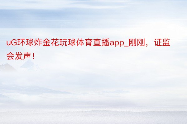 uG环球炸金花玩球体育直播app_刚刚，证监会发声！
