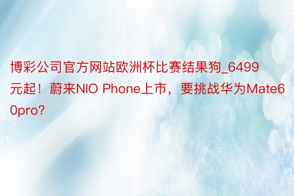博彩公司官方网站欧洲杯比赛结果狗_6499元起！蔚来NIO Phone上市，要挑战华为Mate60pro？